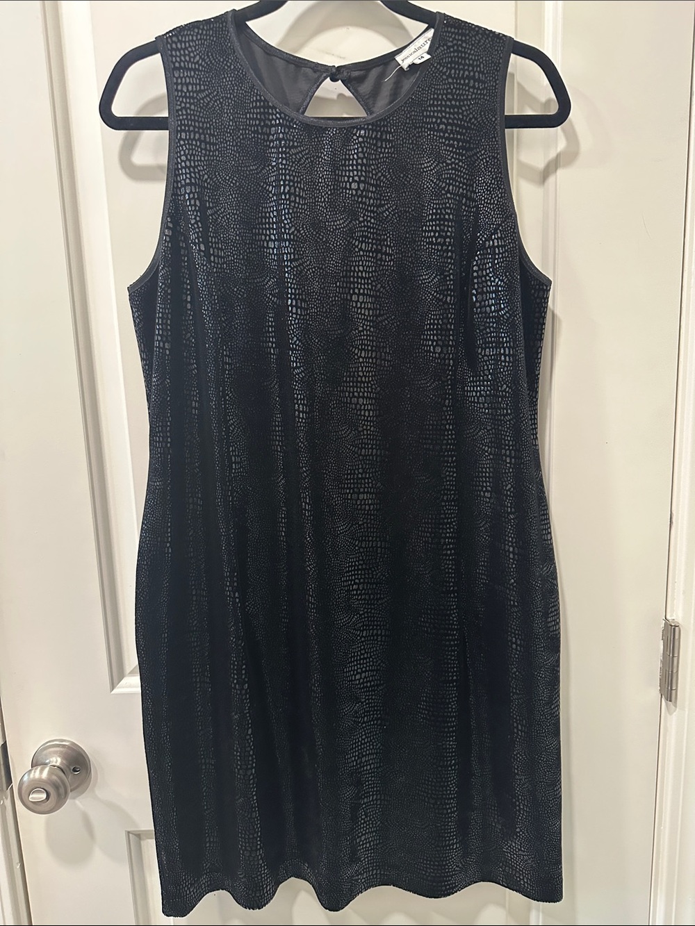 Jessica Lauren Sleek Black Velvet Textured Sleeveless Dress